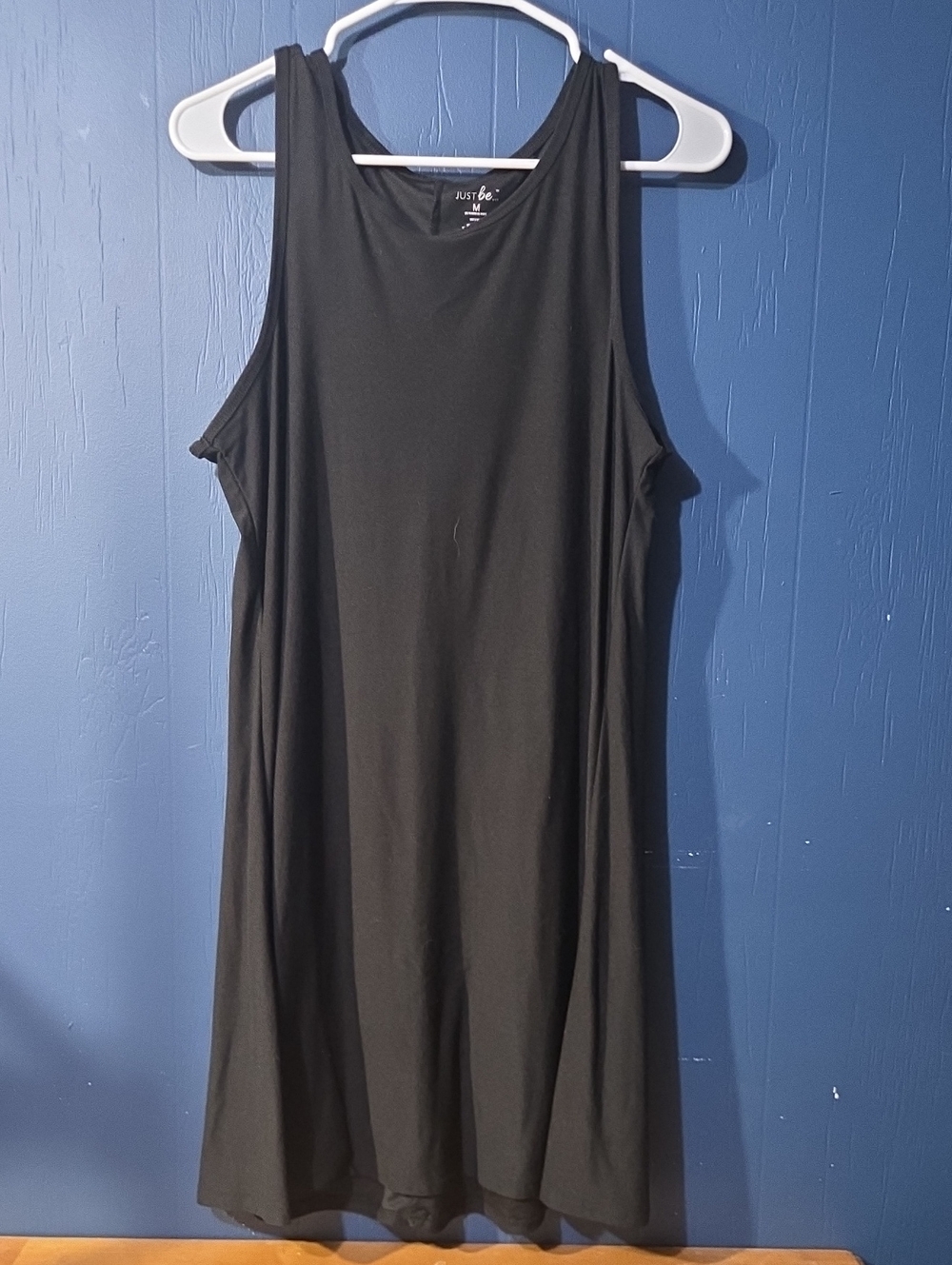 just be Black Sleeveless A-Line Tank Dress